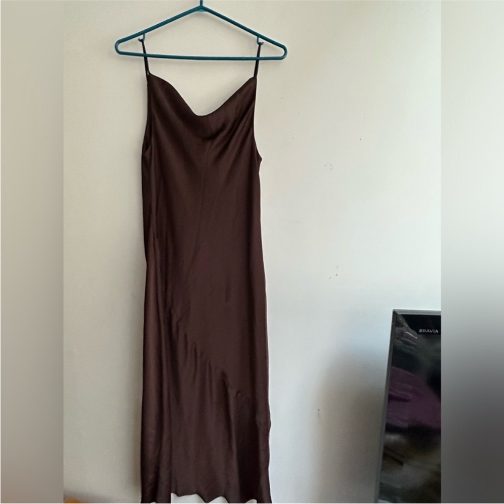 Aritzia x Babaton Brown Satin Slip Dress “Fonda” - Picture 4 of 5